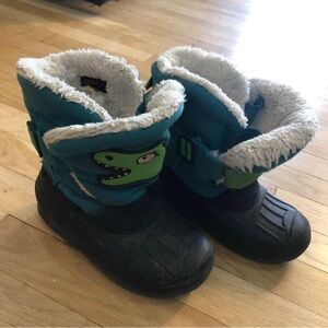Kids Dino Snow Boots - Teal and Black